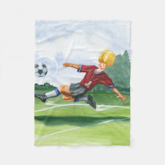 De Speler van de Voetbal die een bal door Jay Thro Fleece Deken (Voorkant)