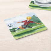 De Speler van de Voetbal die een bal door Jay Thro Kartonnen Onderzetters (Schuin)