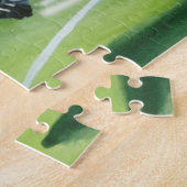 De Speler van de Voetbal die een bal door Jay Thro Legpuzzel (Zijkant)