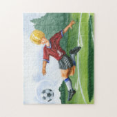 De Speler van de Voetbal die een bal door Jay Thro Legpuzzel (Verticaal)