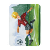 De Speler van de Voetbal die een bal door Jay Thro Magneet (Verticaal)