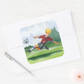 De Speler van de Voetbal die een bal door Jay Thro Vierkante Sticker (Envelop)