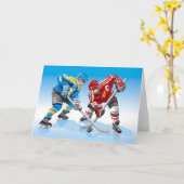 De Speler van het Ijshockey van het wenskaart Kaart (Gele Bloem)