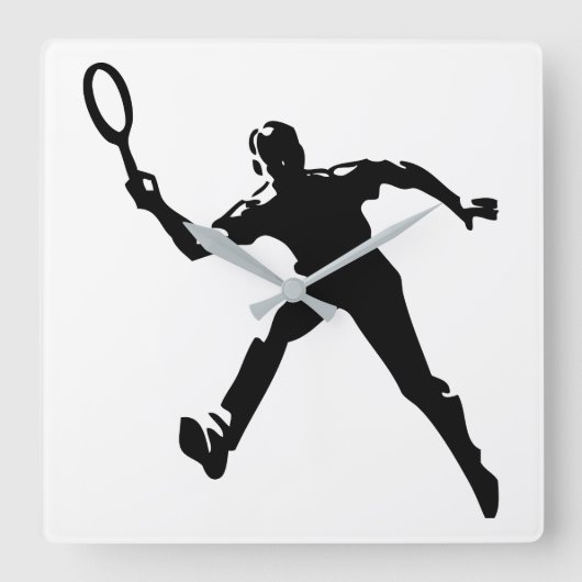 De Speler van het tennis Vierkante Klok (Voorkant)