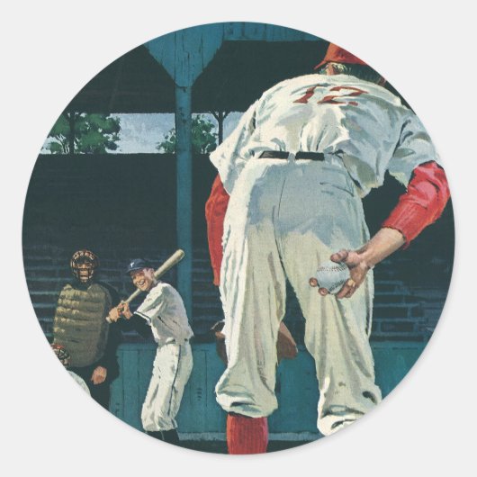 de Spelers van Baseball van de Sport Pitcher op M Ronde Sticker (Voorkant)