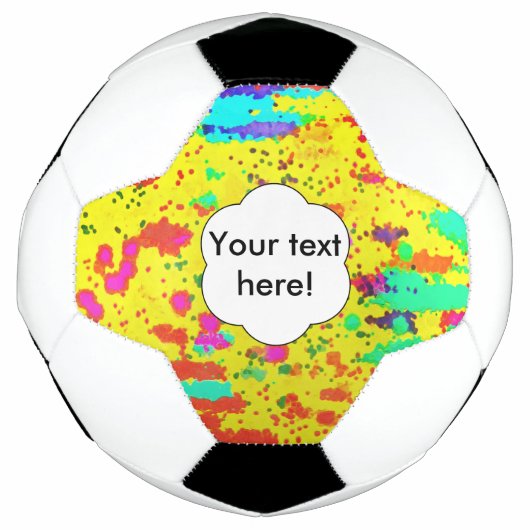 De spetsels van de verf op een gele achtergrond voetbal (Voorkant)