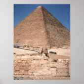 De Sphinx en de Grote Pyramide bij Giza Poster (Voorkant)