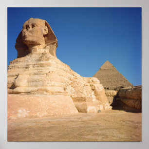 De Sphinx en de piramide van Khafre, Giza Poster