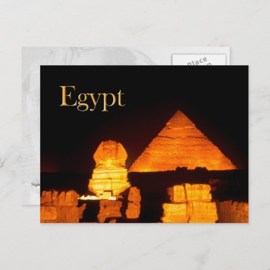 De Sphinx en de Pyramide van Khafre 's nachts Briefkaart (Voorkant / Achterkant)