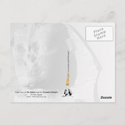 De Sphinx en de Pyramide van Khafre 's nachts Briefkaart (Achterkant)