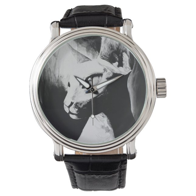 De Sphynx Cat Feline Origineel Kunsthorloge Horloge (Voorkant)