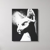 De Sphynx Cat Haarloos Kat Zwart Wit Schilderij Canvas Afdruk (Voorkant)
