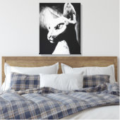 De Sphynx Cat Haarloos Kat Zwart Wit Schilderij Canvas Afdruk (Insitu (Slaapkamer))
