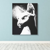 De Sphynx Cat Haarloos Kat Zwart Wit Schilderij Canvas Afdruk (Insitu (Houten vloer))