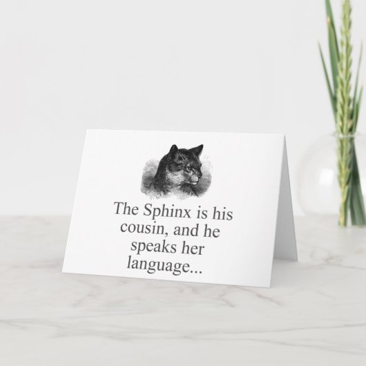 De Sphynx is zijn neef Kaart (Voorkant)