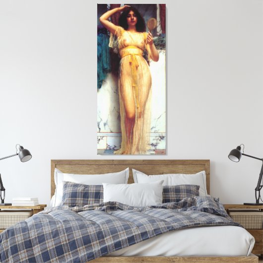 De Spiegel ~ John William Godward Canvas Afdruk (Insitu (Slaapkamer))