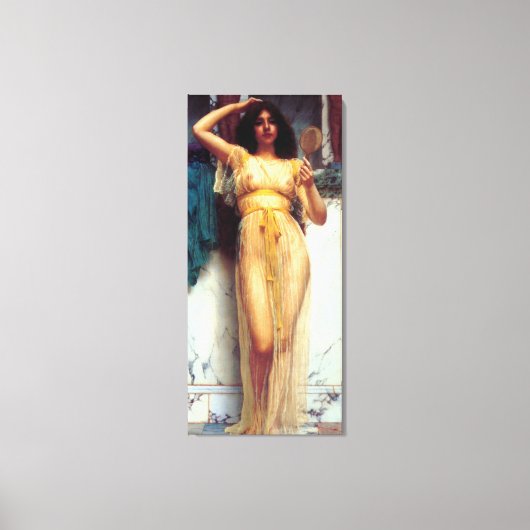 De Spiegel ~ John William Godward Canvas Afdruk (Voorkant)