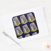 De spin van het Web en een Patroon van de Teller v Vierkante Sticker (Envelop)