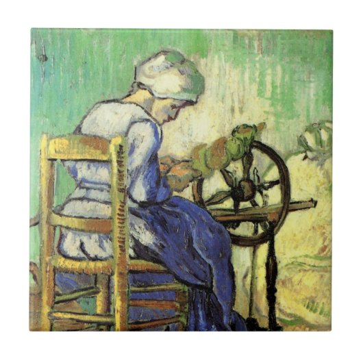 De Spinner door Vincent van Gogh Tegeltje (Voorkant)