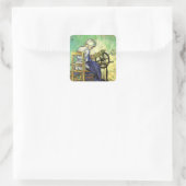 De Spinner door Vincent van Gogh Vierkante Sticker (Tas)