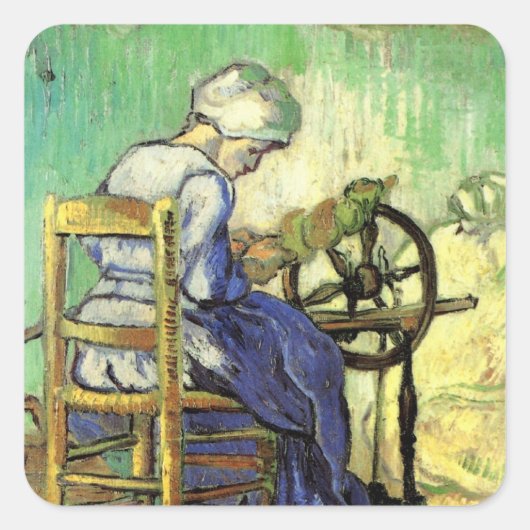 De Spinner door Vincent van Gogh Vierkante Sticker (Voorkant)