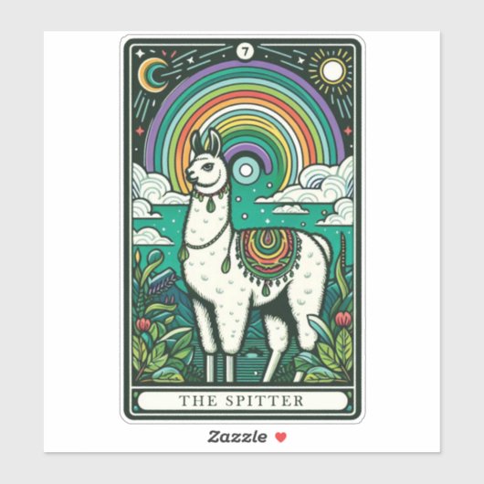 De Spitter Llama Tarot Kaart Sticker (Vel)