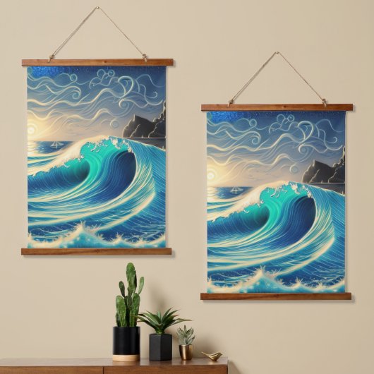 De Splendor van een Blauwe Golf Hangend Wandkleed (Asymmetrisch)