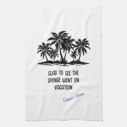 De spons ging op vakantie theedoek (Verticaal)