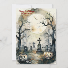 De spookachtige grandeur van een graf Halloween Feestdagenkaart
