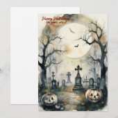 De spookachtige grandeur van een graf Halloween Feestdagenkaart (Voorkant / Achterkant)