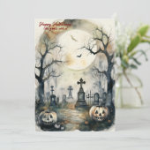 De spookachtige grandeur van een graf Halloween Feestdagenkaart (Staand voorkant)