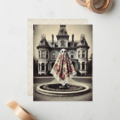 De spookachtige sfeer van Roseveil Manor – Gotisch Notitiekaartje (Voorkant / Achterkant in situ)