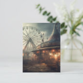 De spookachtige verlaten dystopische carnaval tent briefkaart (Staand voorkant)