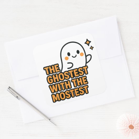De spookachtigste met de meeste – vierkante sticker (Envelop)