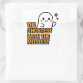 De spookachtigste met de meeste – vierkante sticker (Tas)