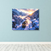 De Spooktrein van de Winter Canvas Afdruk (Insitu (Houten vloer))