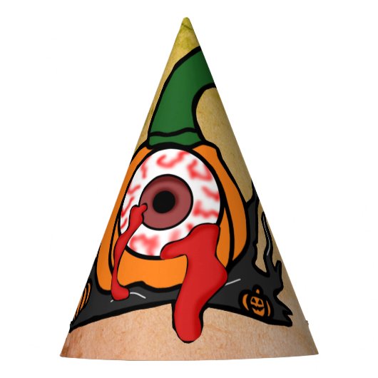 De Spooky Bloodshot Pumpkin Feesthoedjes (Voorkant)