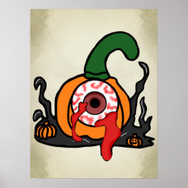 De Spooky Bloodshot Pumpkin Poster
