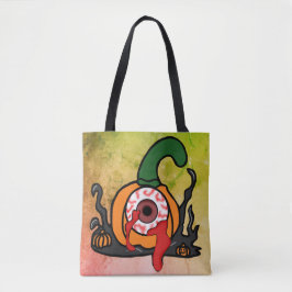 De Spooky Bloodshot Pumpkin Tote Bag