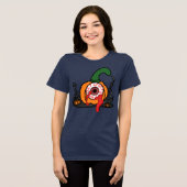 De Spooky Bloodshot Pumpkin Tri-Blend Shirt (Voorkant volledig)