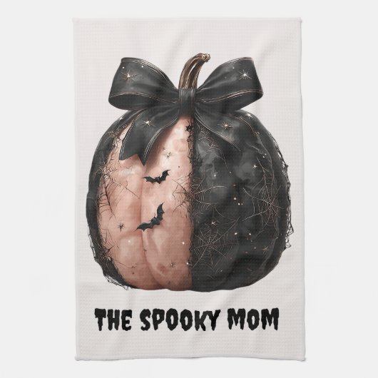 De Spooky Mom Halloween Pumpkin Theedoek (Verticaal)