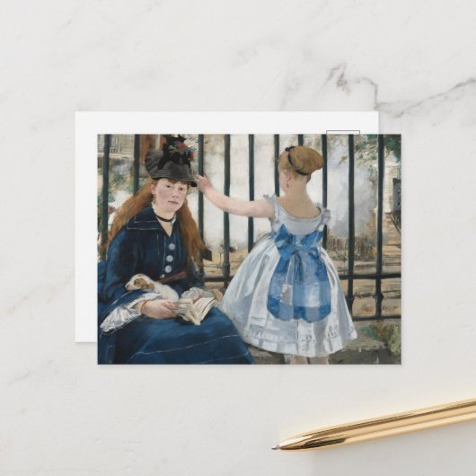 De spoorweg door Eduard Manet, Art Briefkaart (Voorkant / Achterkant in situ)