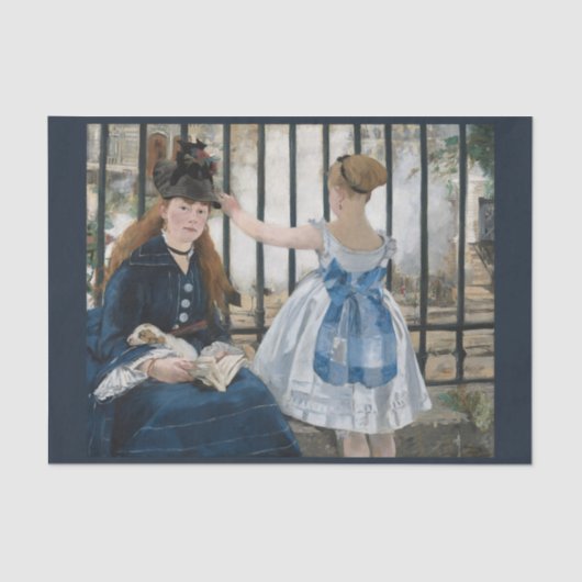De spoorweg door Eduard Manet, Decoupage Art Tissuepapier (Voorkant)