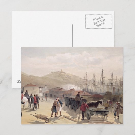 De spoorweg in Balaklava, bord uit 'De zitplaats v Briefkaart (Voorkant / Achterkant)