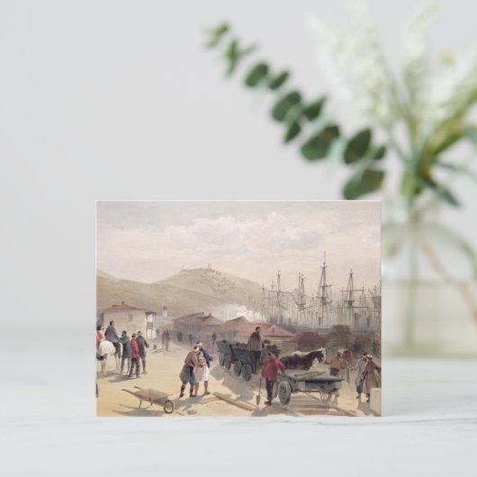 De spoorweg in Balaklava, bord uit 'De zitplaats v Briefkaart (Staand voorkant)