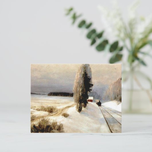 De spoorweg nabij het station van Tarusa Briefkaart (Staand voorkant)