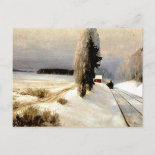 De spoorweg nabij het station van Tarusa Briefkaart