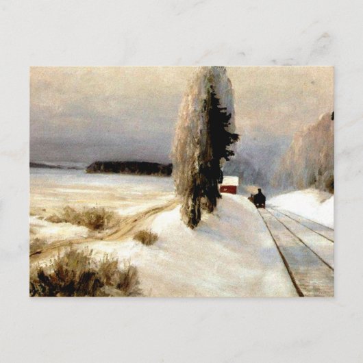 De spoorweg nabij het station van Tarusa Briefkaart (Voorkant)