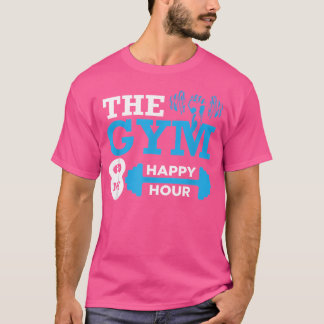 De sportschool is mijn happy hour dumbbell barbell t-shirt