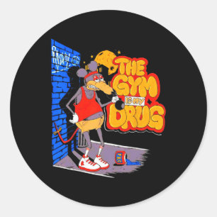 De sportschool is mijn medicijn grappig gewichthef ronde sticker